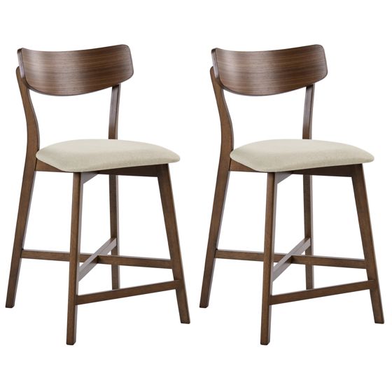 Sæt med 2 barstole HOLLY Træ Brun/beige