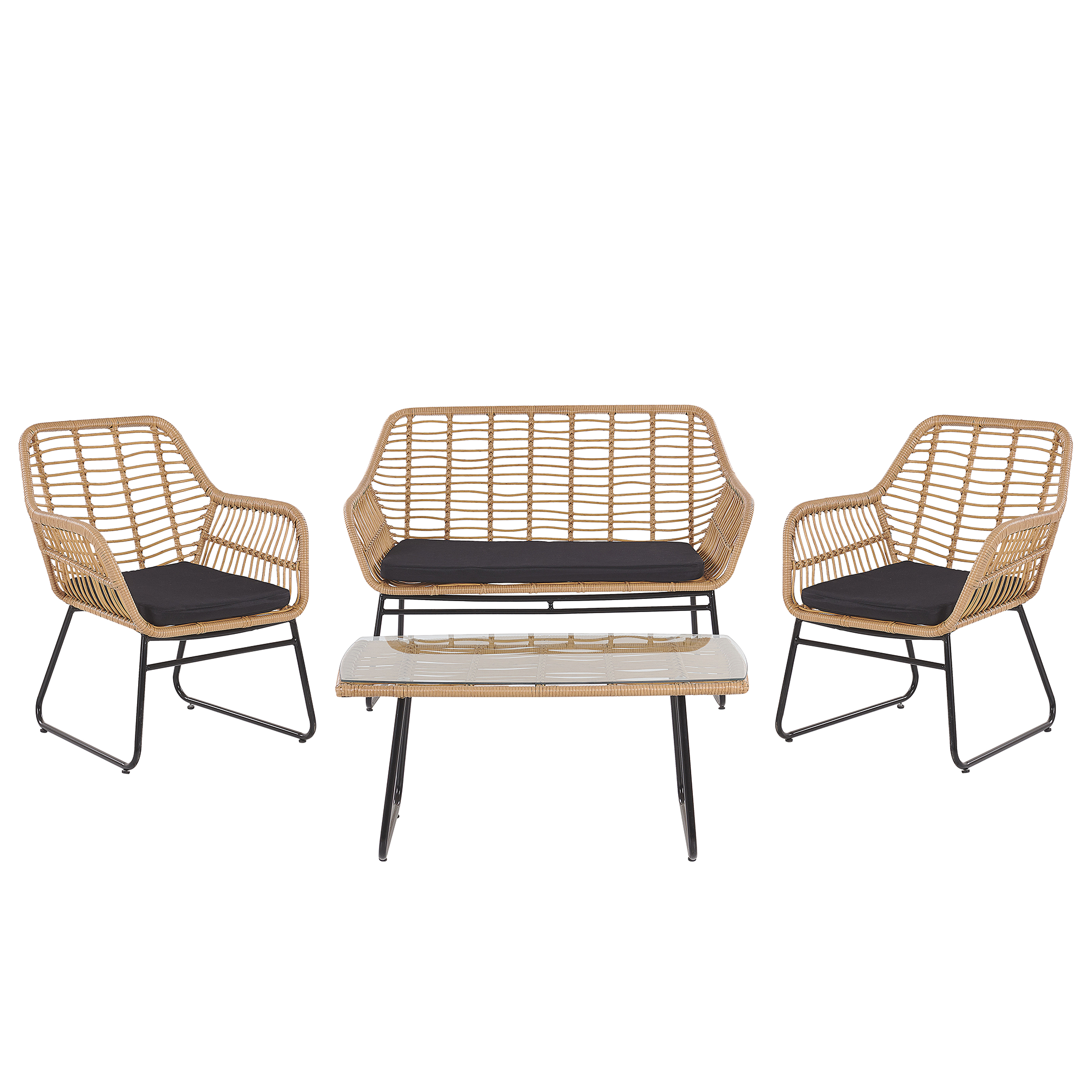 Loungesæt med bord 4 personers MINORI PE-rattan Beige