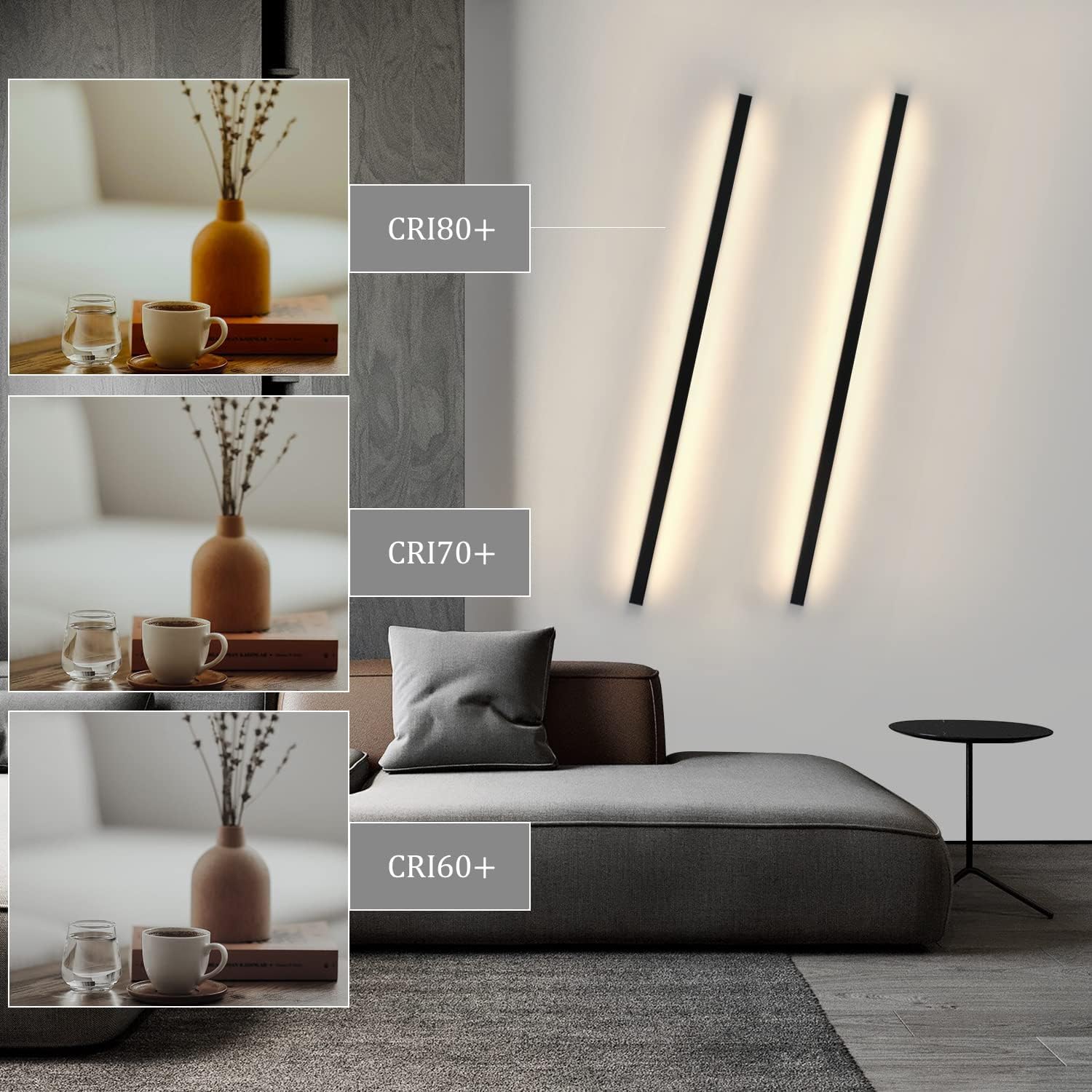 NETTLIFE 2 LED væglamper indendørs væglampe 100 cm sort moderne design dæmpbar varm hvid