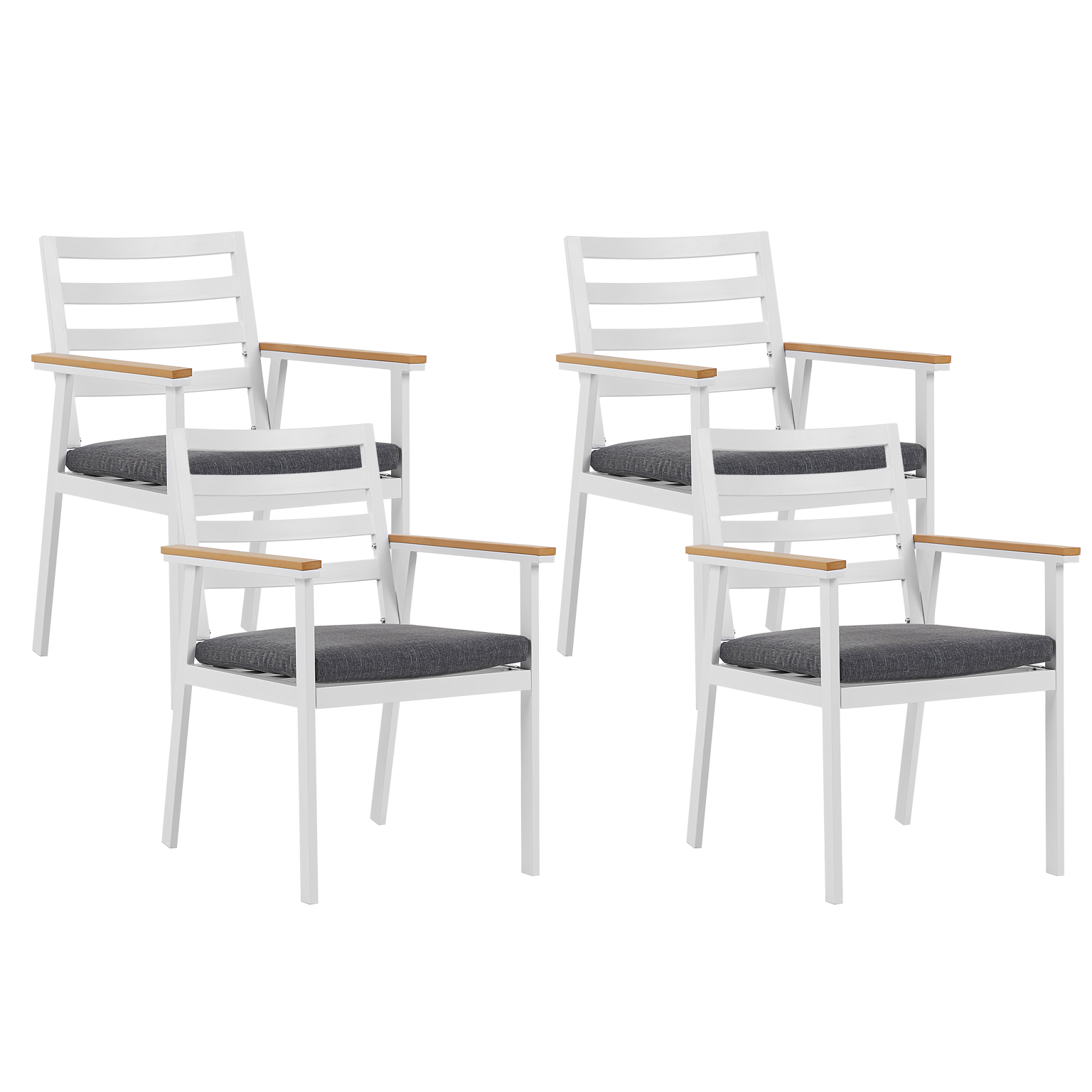 Sæt med 4 stole med puder CAVOLI Metal Grå