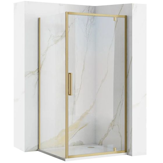 REA hjørnebrusekabine RAPID SWING 100X100 Børstet guld, 100x100x195cm