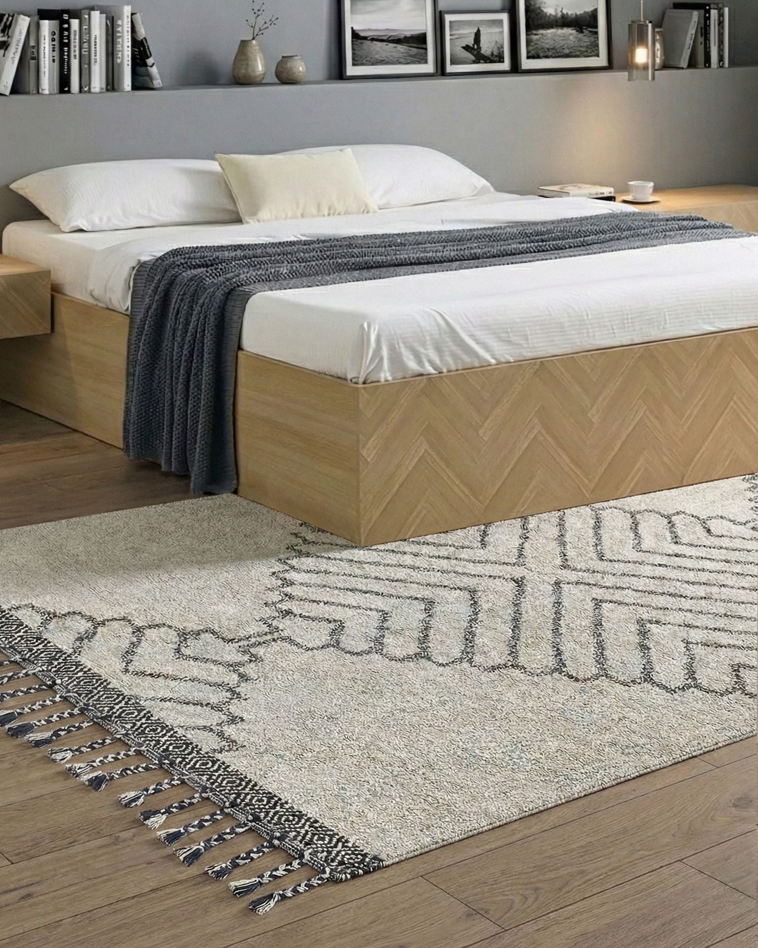 Gulvtæppe ERAY Lys Beige 140 x 200 cm Bomuld
