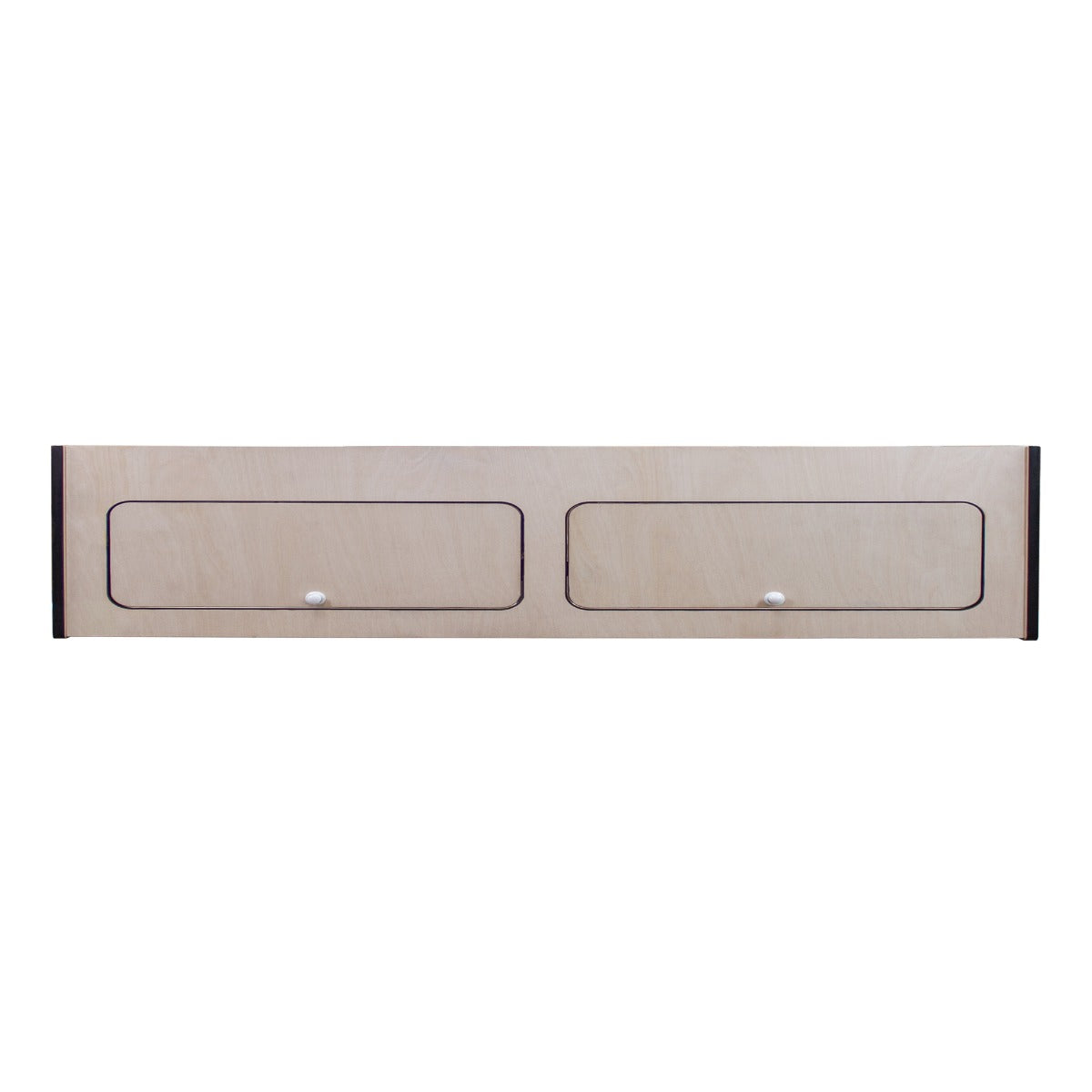 Overskab til campingvogn med sort kant – 120 cm x 25 cm x 25 cm