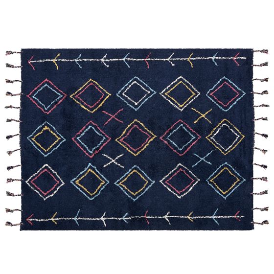 Gulvtæppe CORUM Sort 160 x 230 cm Bomuld