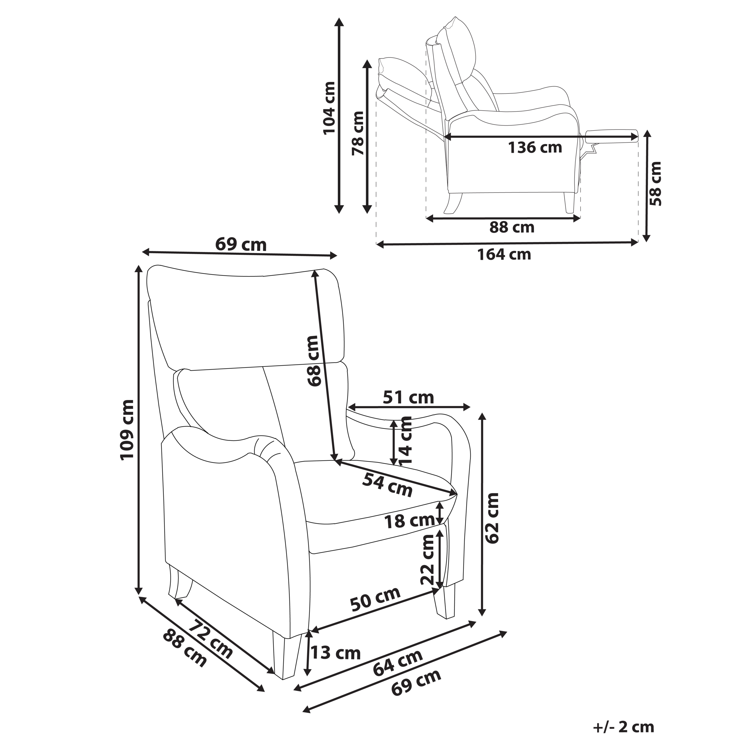 Recliner stol ROYSTON Inkl. fodstøtte Lys Beige