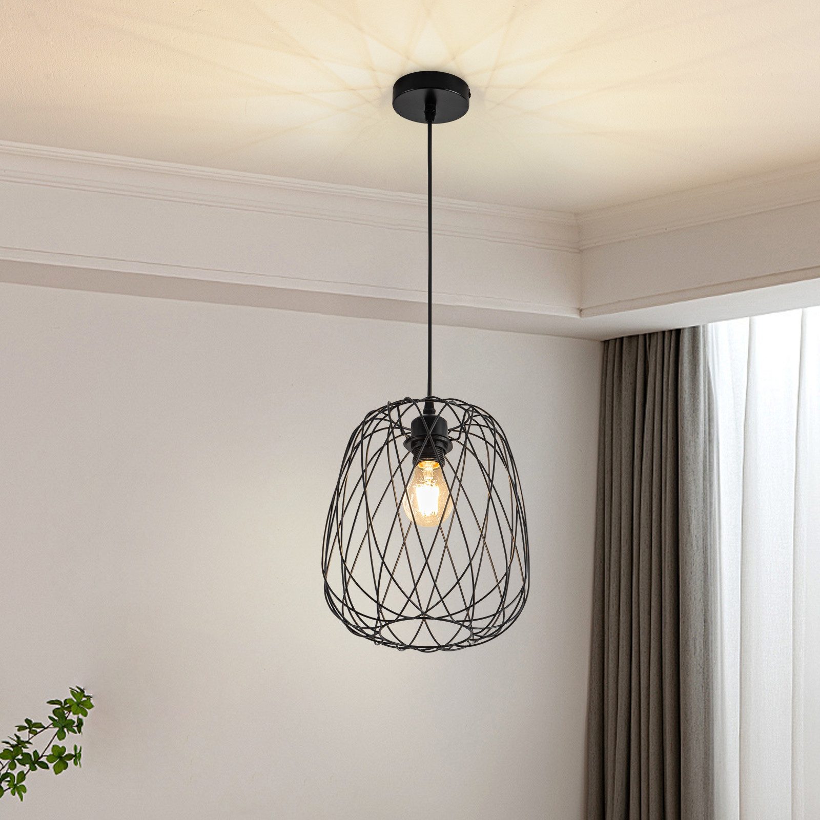NETTLIFE pendellampe, spisebordVintage - pendellampe - E27, pendellampe Loftlampe, sort, metal, rund, pendellampe