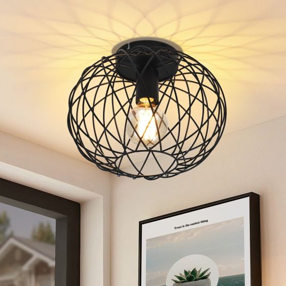 NETTLIFE E27 sort vintage metallampe 30 cm 40W loftlampe i industriel stil til stue, soveværelse eller køkken