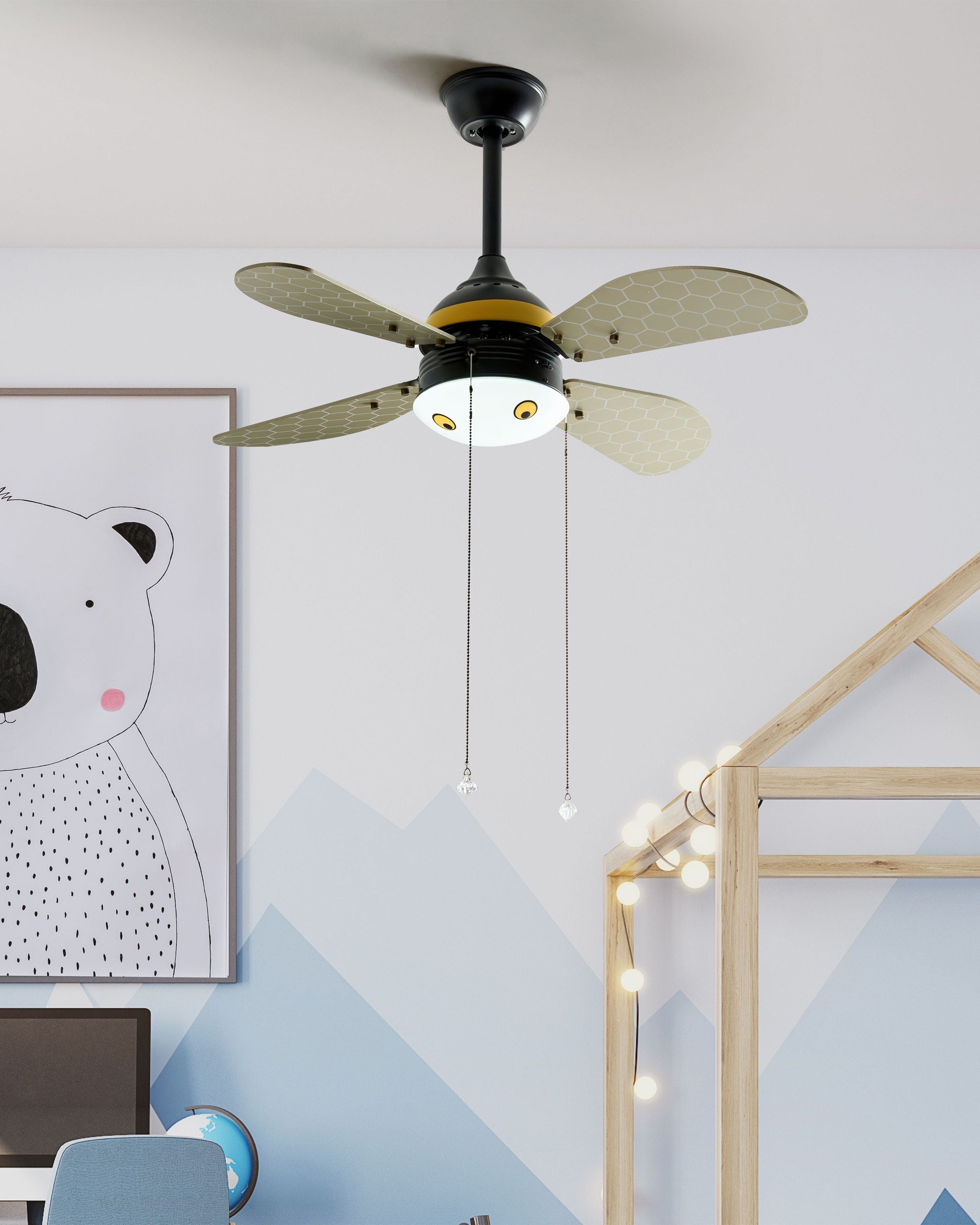 Ventilator med lys DOLORES LED Gul