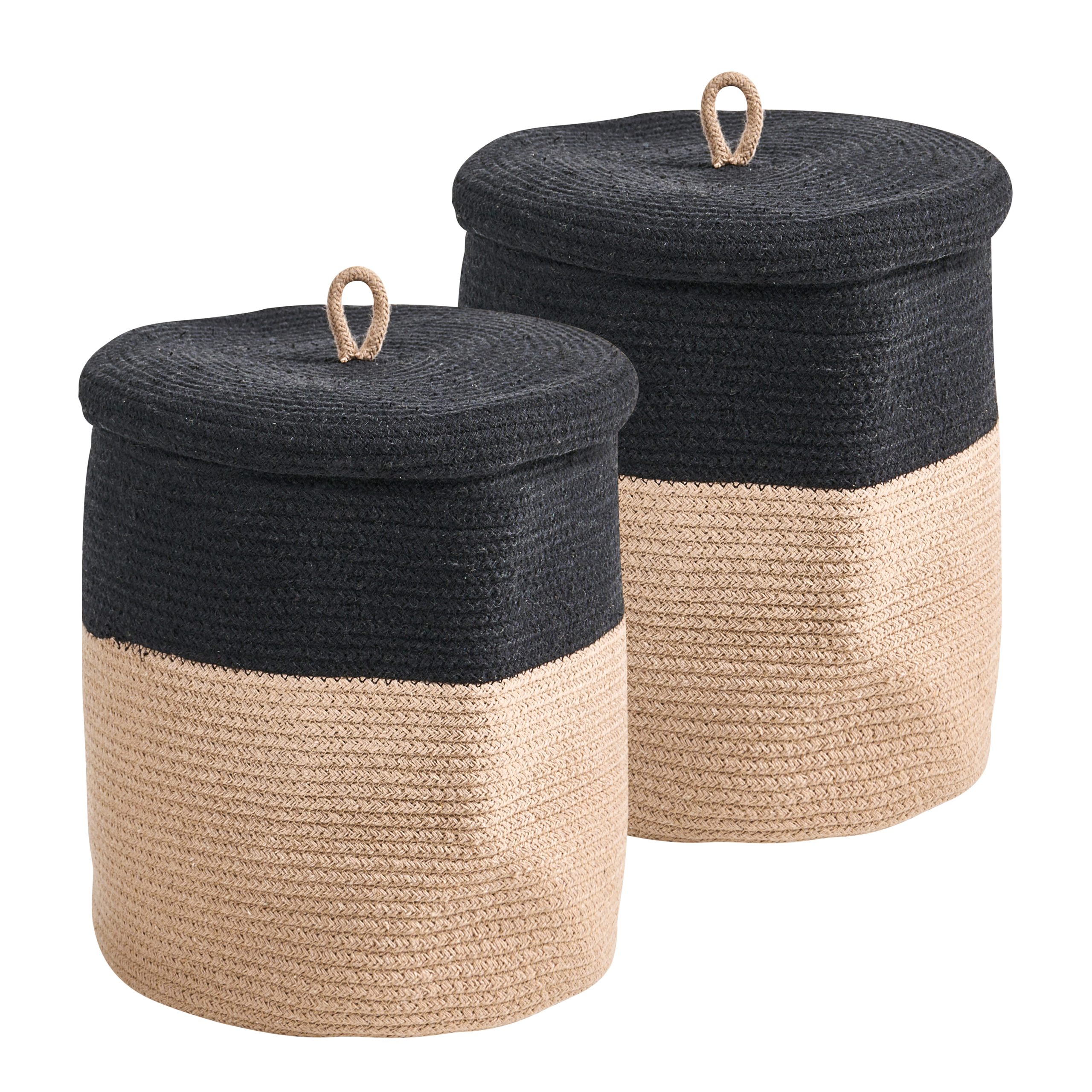 Sæt af 2 kurve SILOPI Bomuld Sort/beige