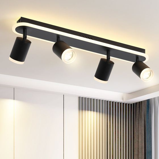 NETTLIFE 4 LED - loftspotlight GU10 sort metal justerbar 330° moderne varm hvid spotlight til soveværelse, entre, spisestue