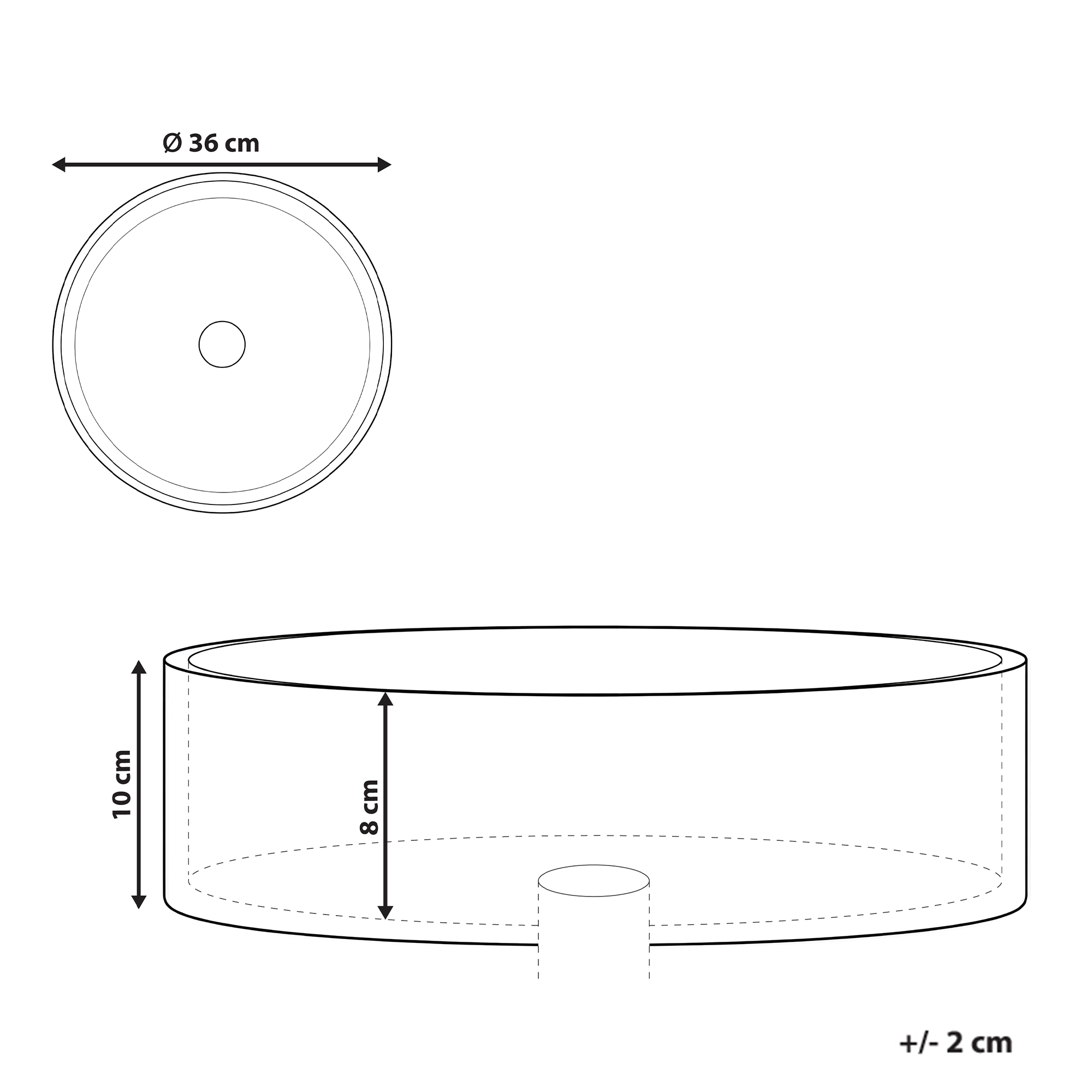 Vask til bordplade SALITRAL ⌀ 36 cm Hvid