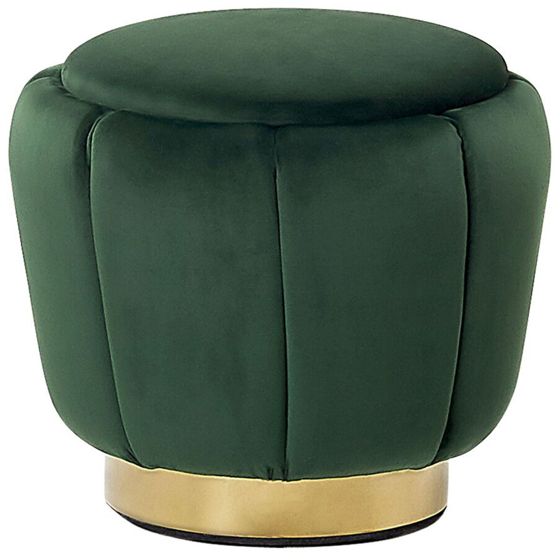 Puf IRVING Velour Mørkegrøn