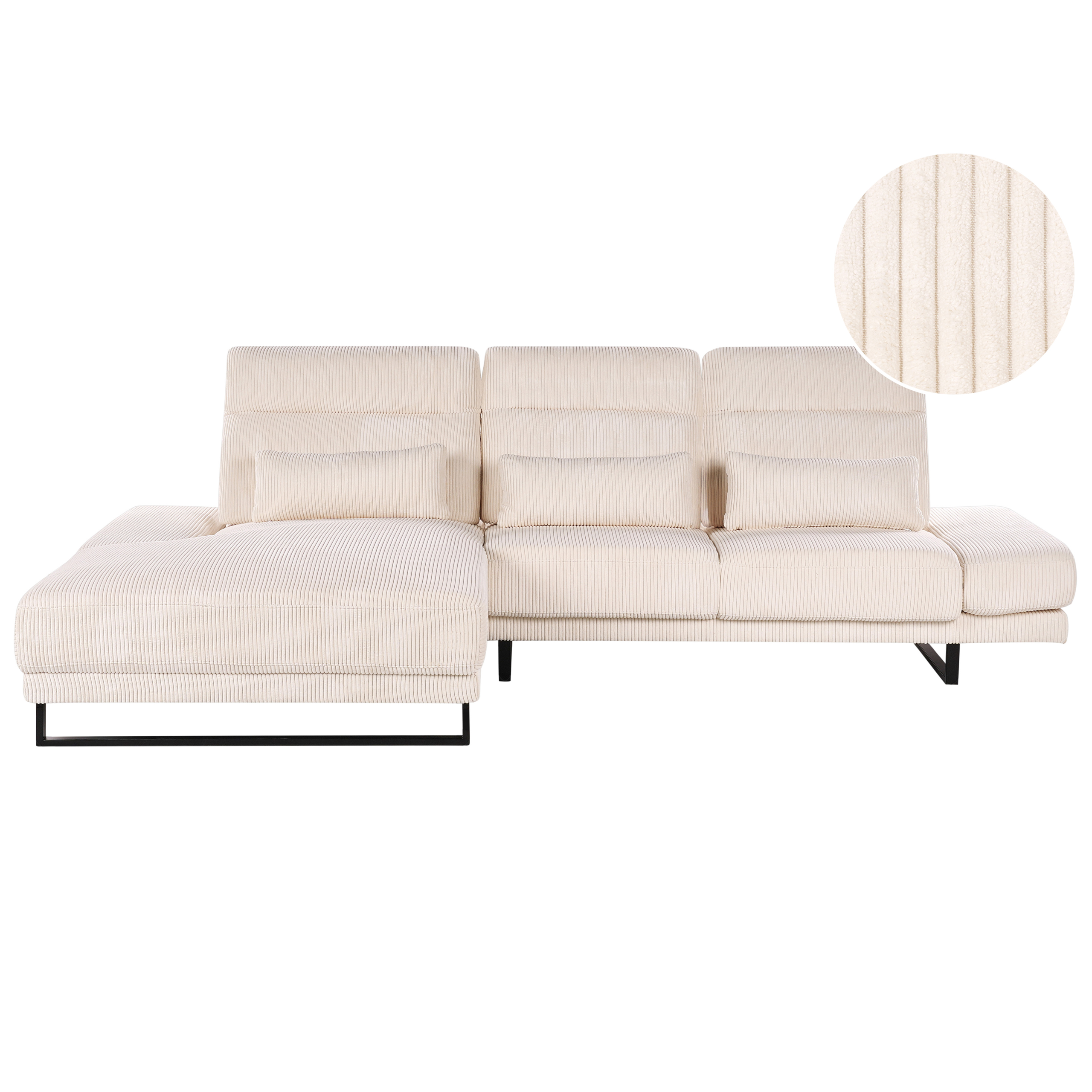 Hjørnesofa 4 personers IKAST Fløjl Beige Højrevendt