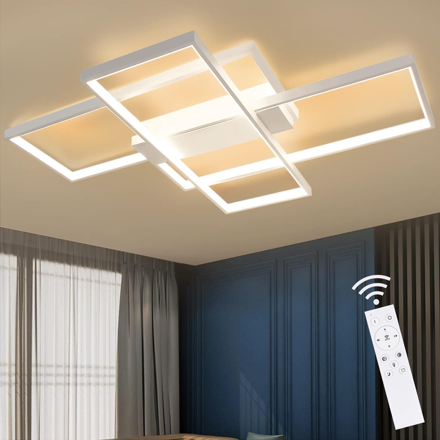 NETTLIFE LED loftlampe med fjernbetjening moderne geometrisk loftlampe sort dæmpbar