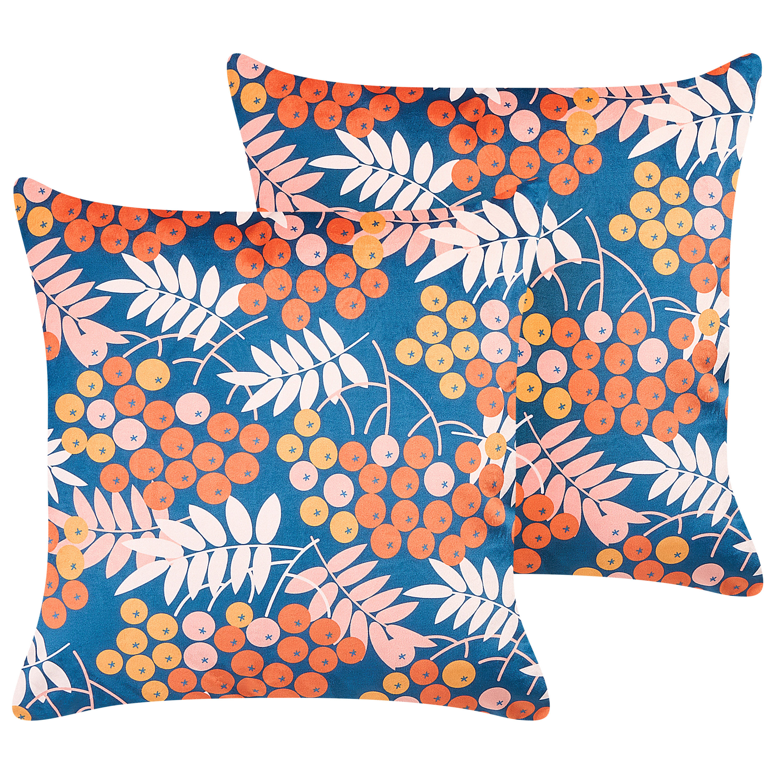 Sæt af 2 pyntepuder SUMAC 45 x 45 cm Velour Multifarvet Plante mønster