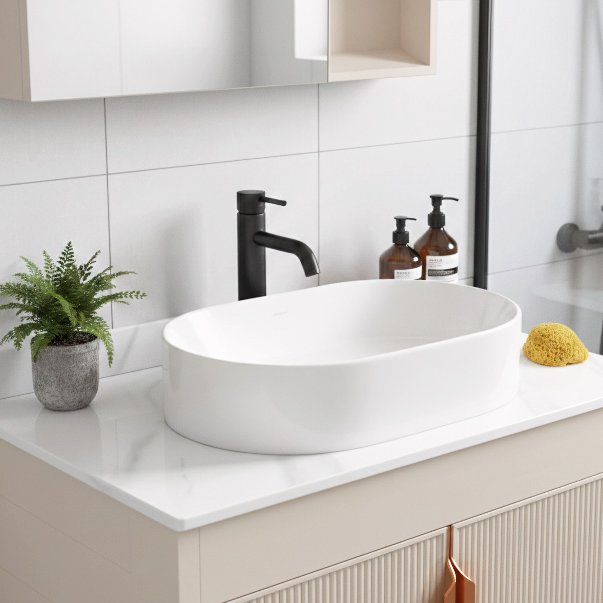 REA badeværelsesmøbelsæt med bordplade TOP AA147 MODO Beige, 48x60xcm