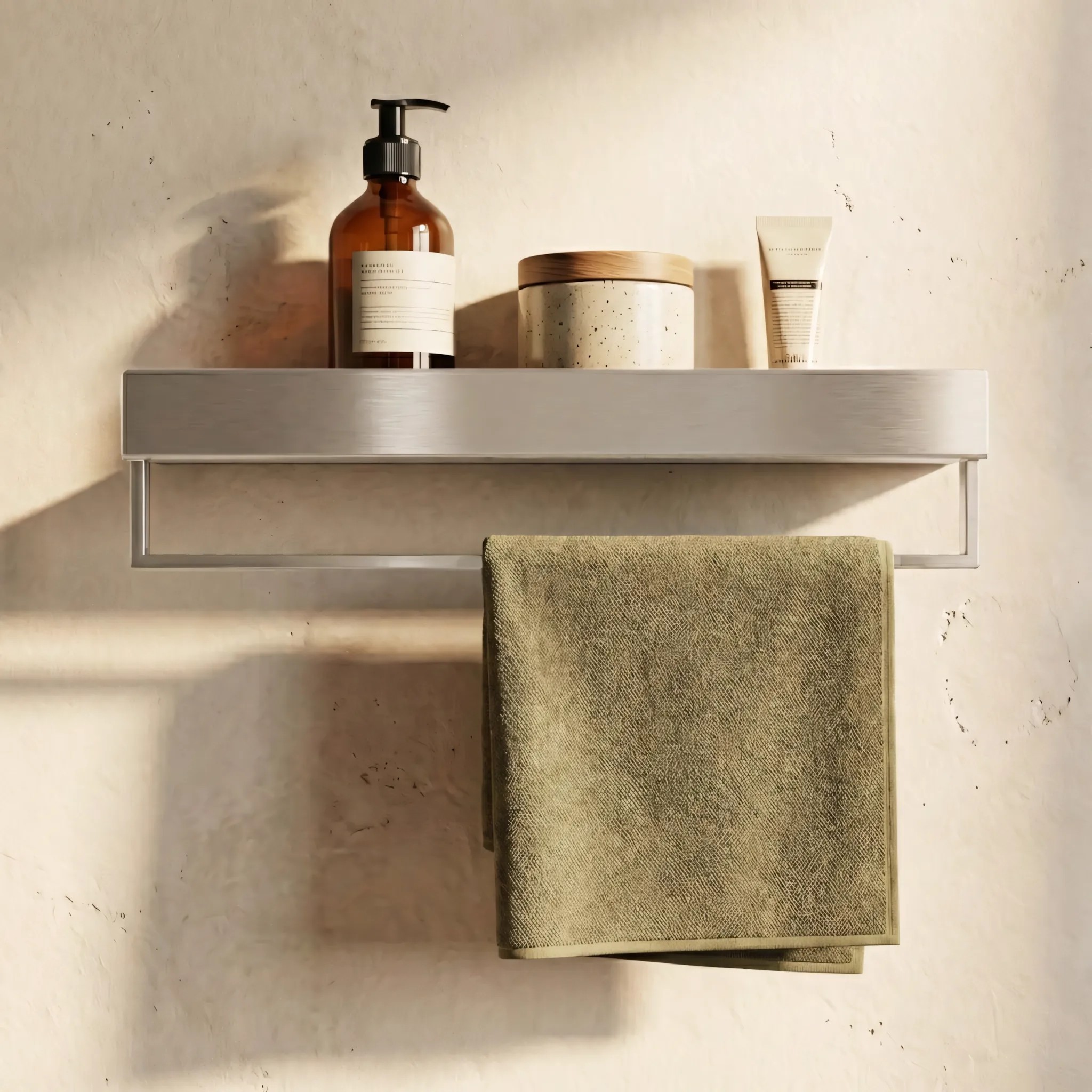 REA badeværelseshylde til badekar SF01-450 45cm Børstet stål, 45x9x11cm