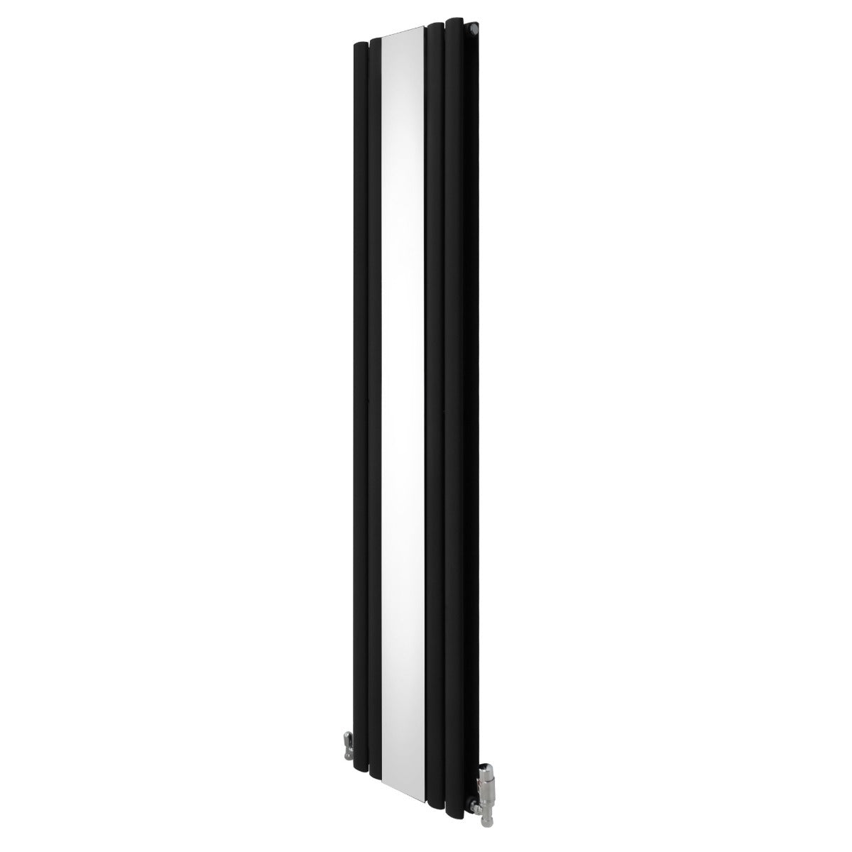 Oval spejlradiator med ventiler - 1800 mm x 380 mm - sort