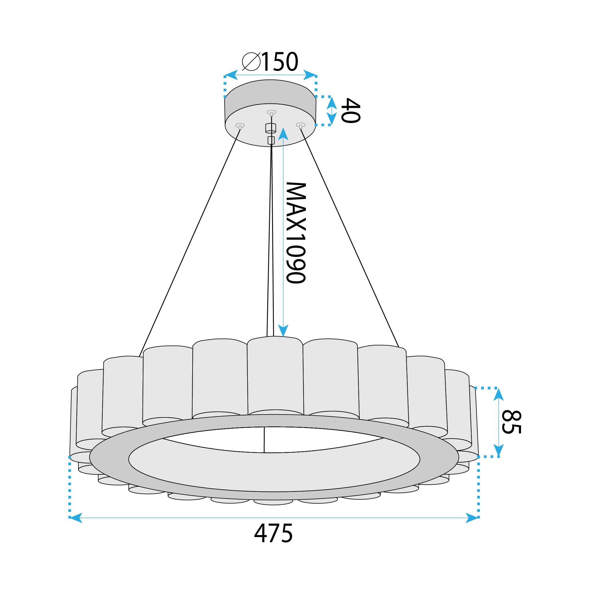 TOOLIGHT hængende loftlampe APP1801-CP LED Børstet guld 48x48x115cm