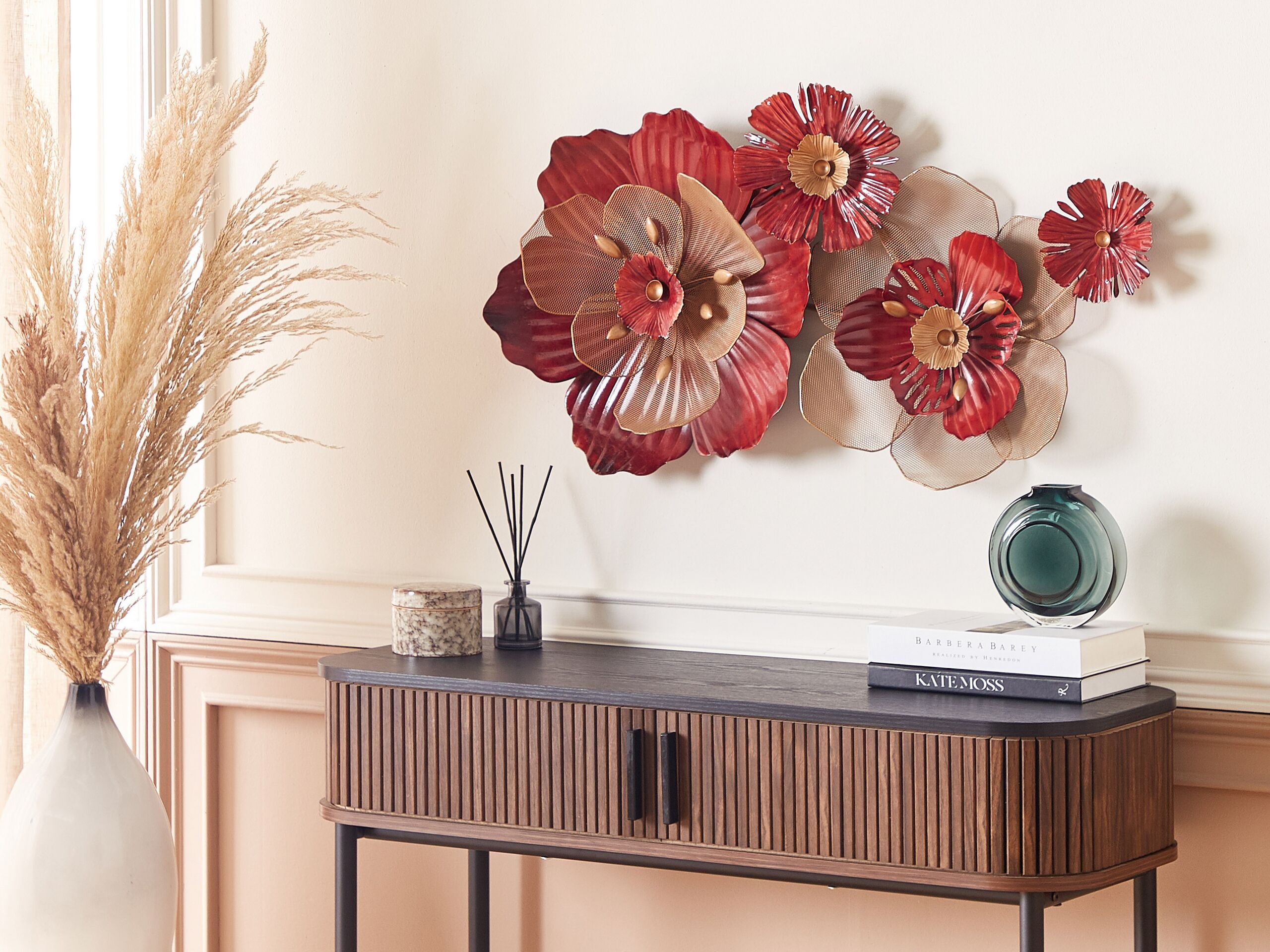 Vægdekoration Blomst SCANDIUM 45 cm Metal Rød