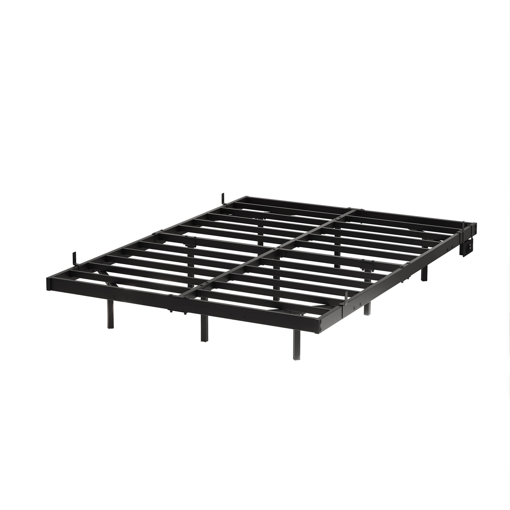 seng 140x190 cm sort metal justerbar led-belysning og ladestation