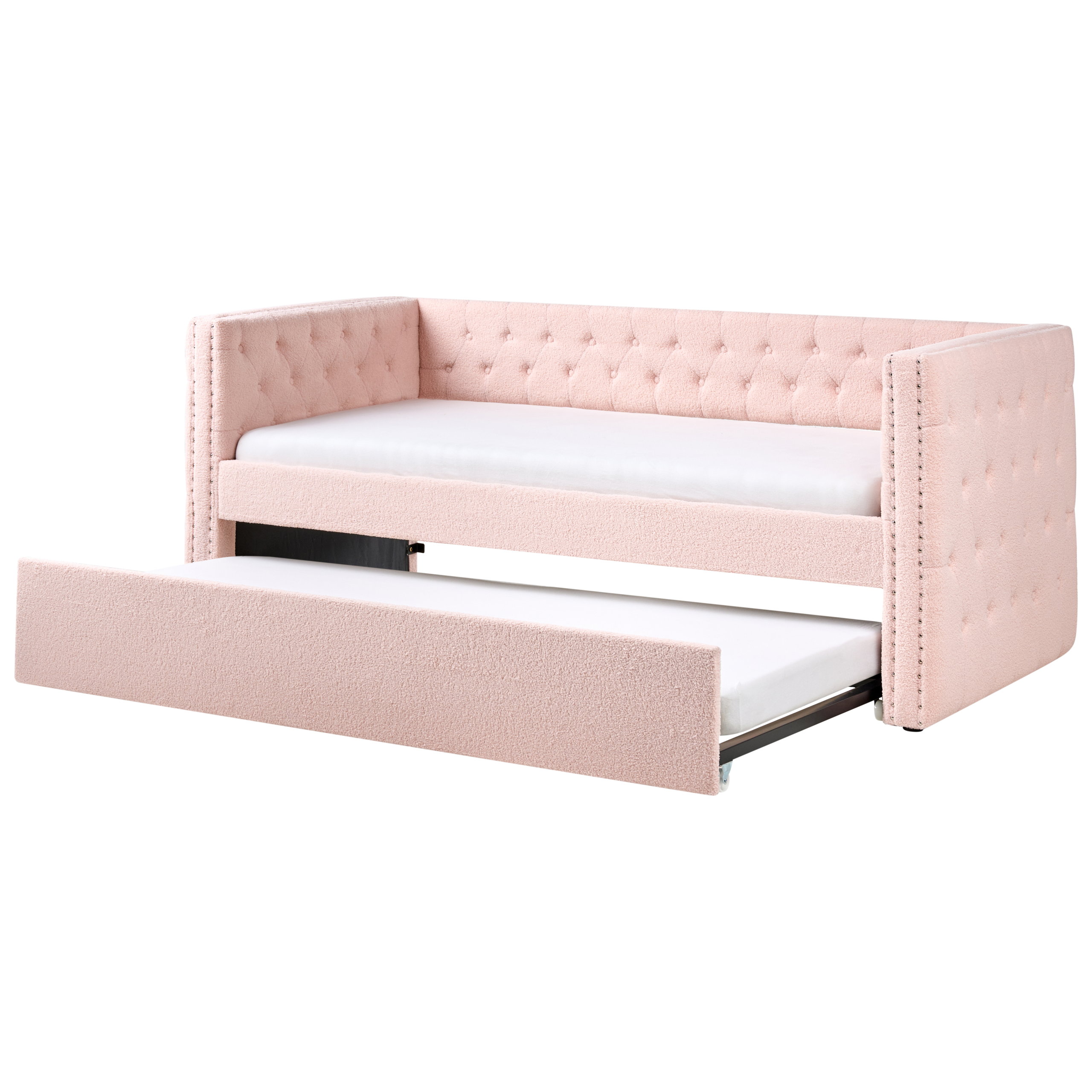 Udtræksseng Boucle GASSIN 90 x 200 cm Pastellrosa
