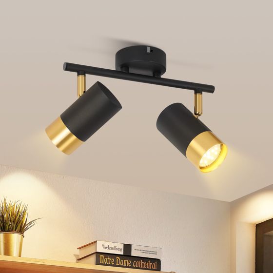 NETTLIFE GU10 loftlampe til entreen sort guld vintage - spotlight 350° drejelig til stue soveværelse køkken