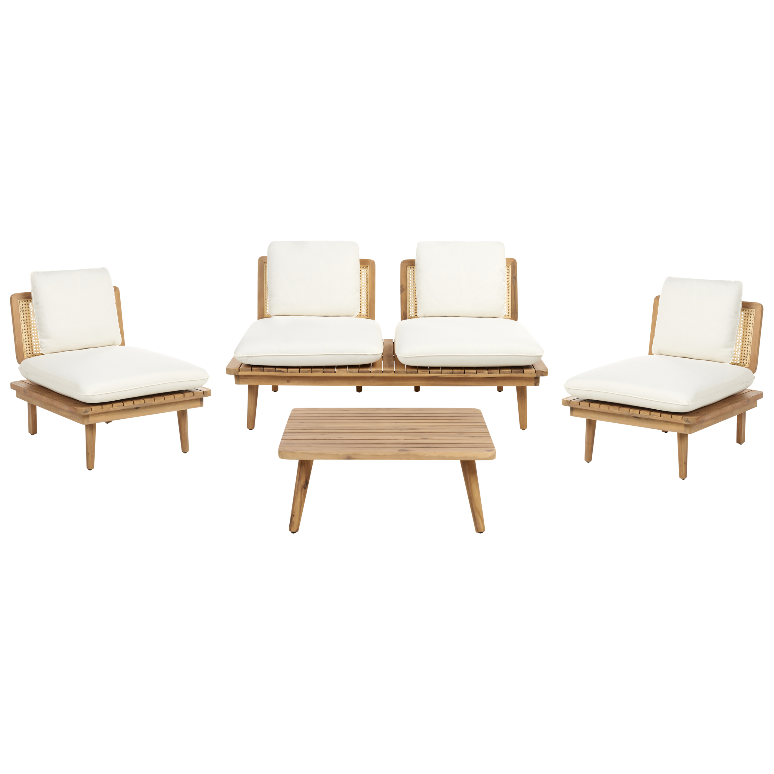 Loungesæt med bord 4 personers ACCADIA Certificeret akacietræ Lys Beige