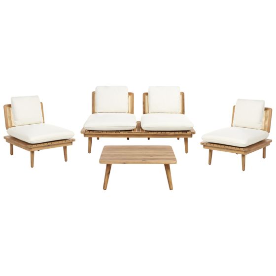 Loungesæt med bord 4 personers ACCADIA Certificeret akacietræ Lys Beige