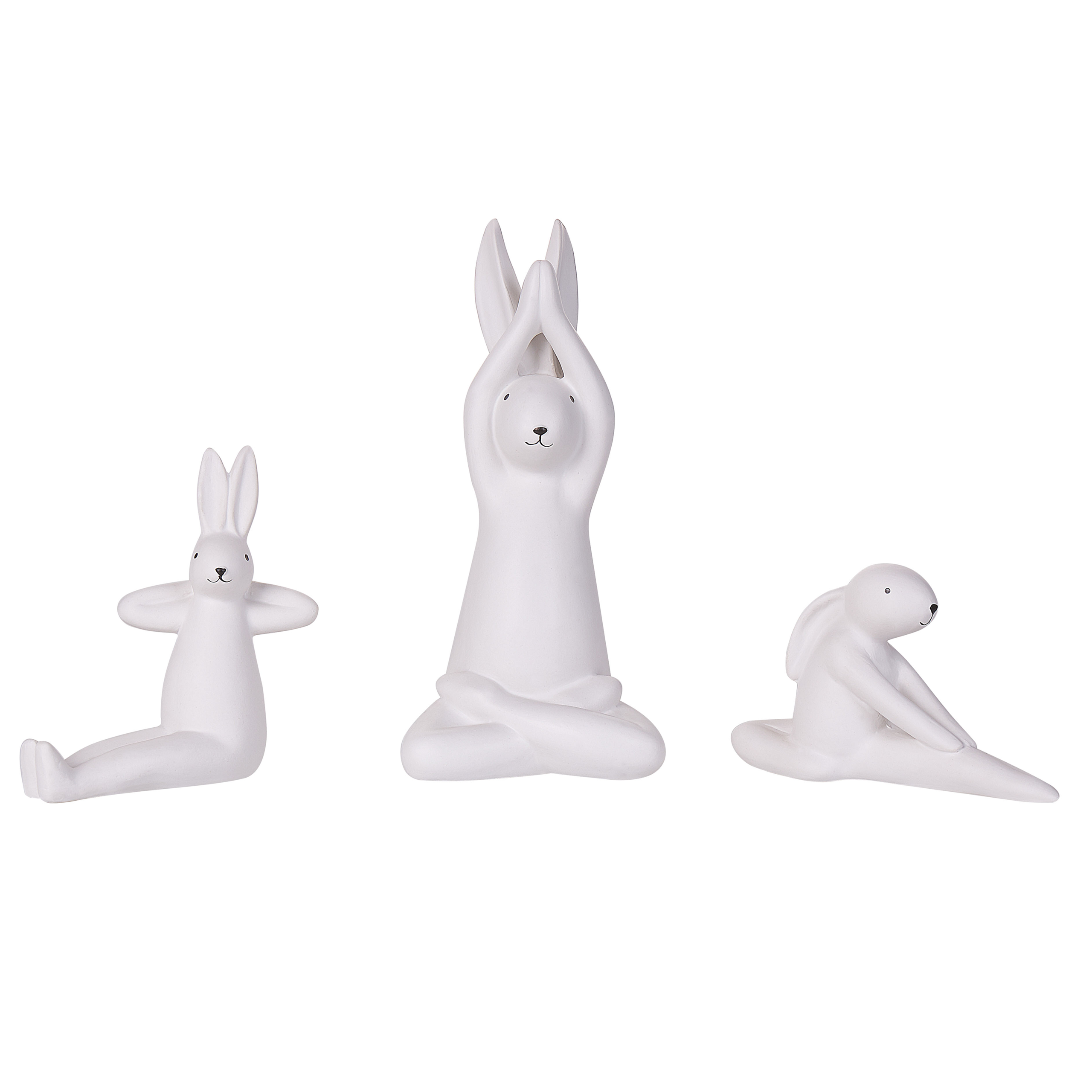 Sæt af 3 figurer Hare BREST Keramik Hvid