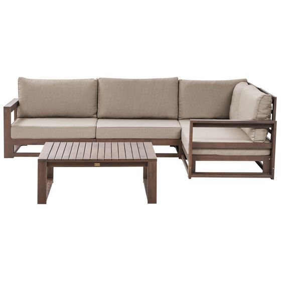 Have-hjørnesofasæt 4 personers TIMOR Certificeret akacietræ Mørkebrun Venstrevendt