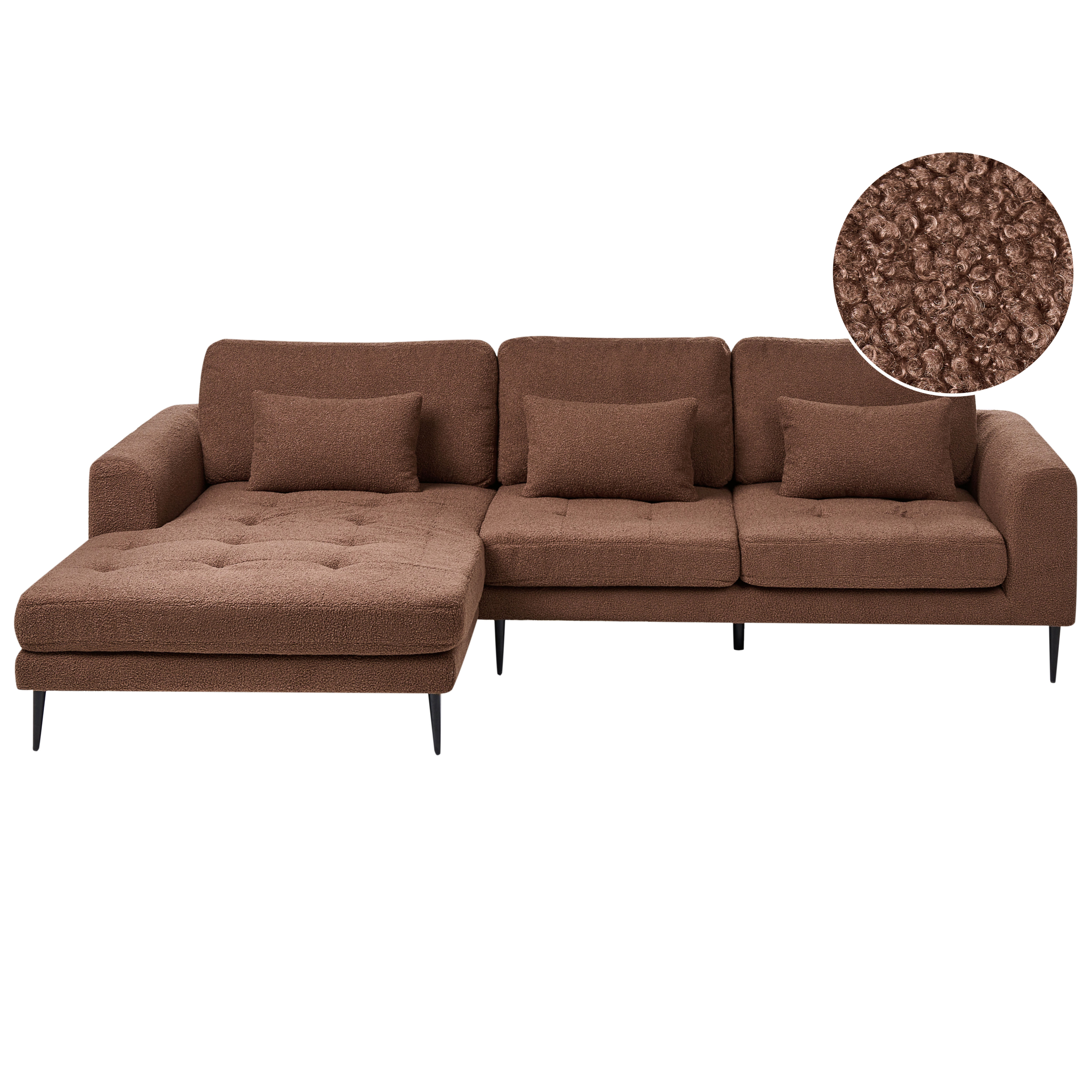 Hjørnesofa FLAM Boucle Brun Højrevendt