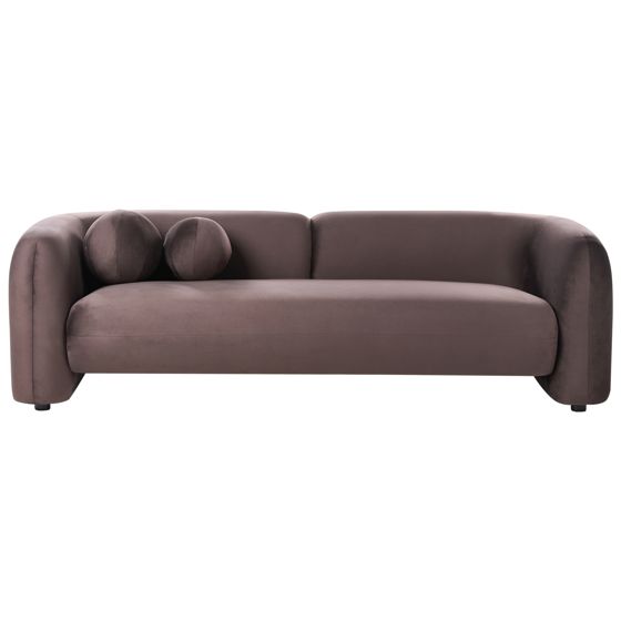Sofa 3 personers LEIREN Velour Mørkebrun