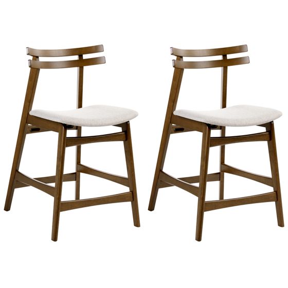 Sæt med 2 barstole CYNTHIANA Træ Brun/lys beige