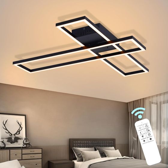 NETTLIFE LED loftlampe, moderne sort, 56W/42W, dæmpbar, rektangulært design