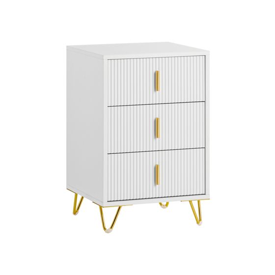 Nattbord med 3 skuffer, hvid, 30.5x30.5x50 cm, FBT115-L-Wx2