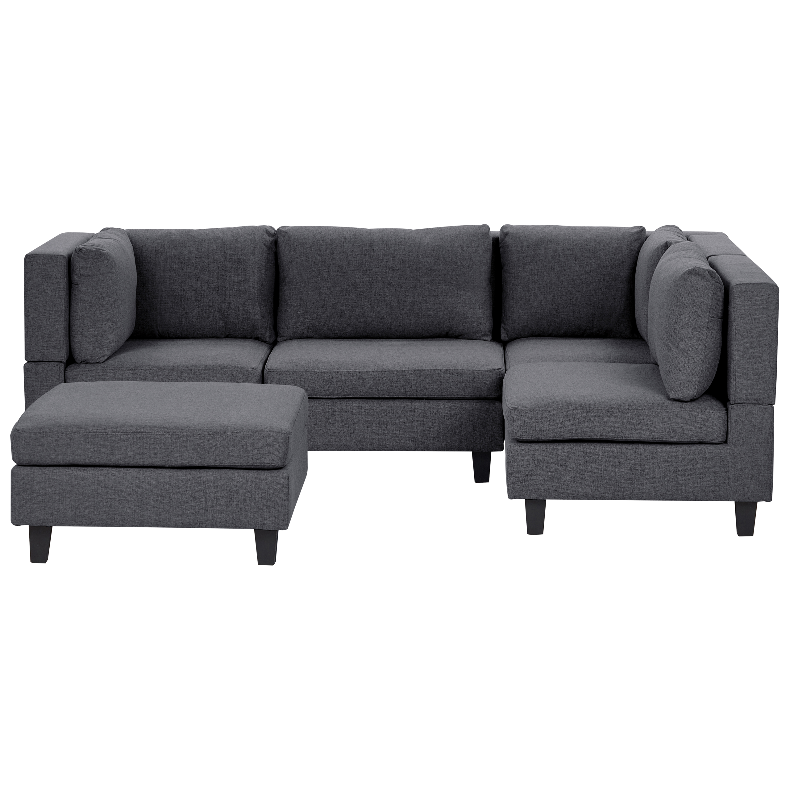 Hjørnesofa modul 4 personers UNSTAD med fodskammel Mørkegrå Venstrevendt