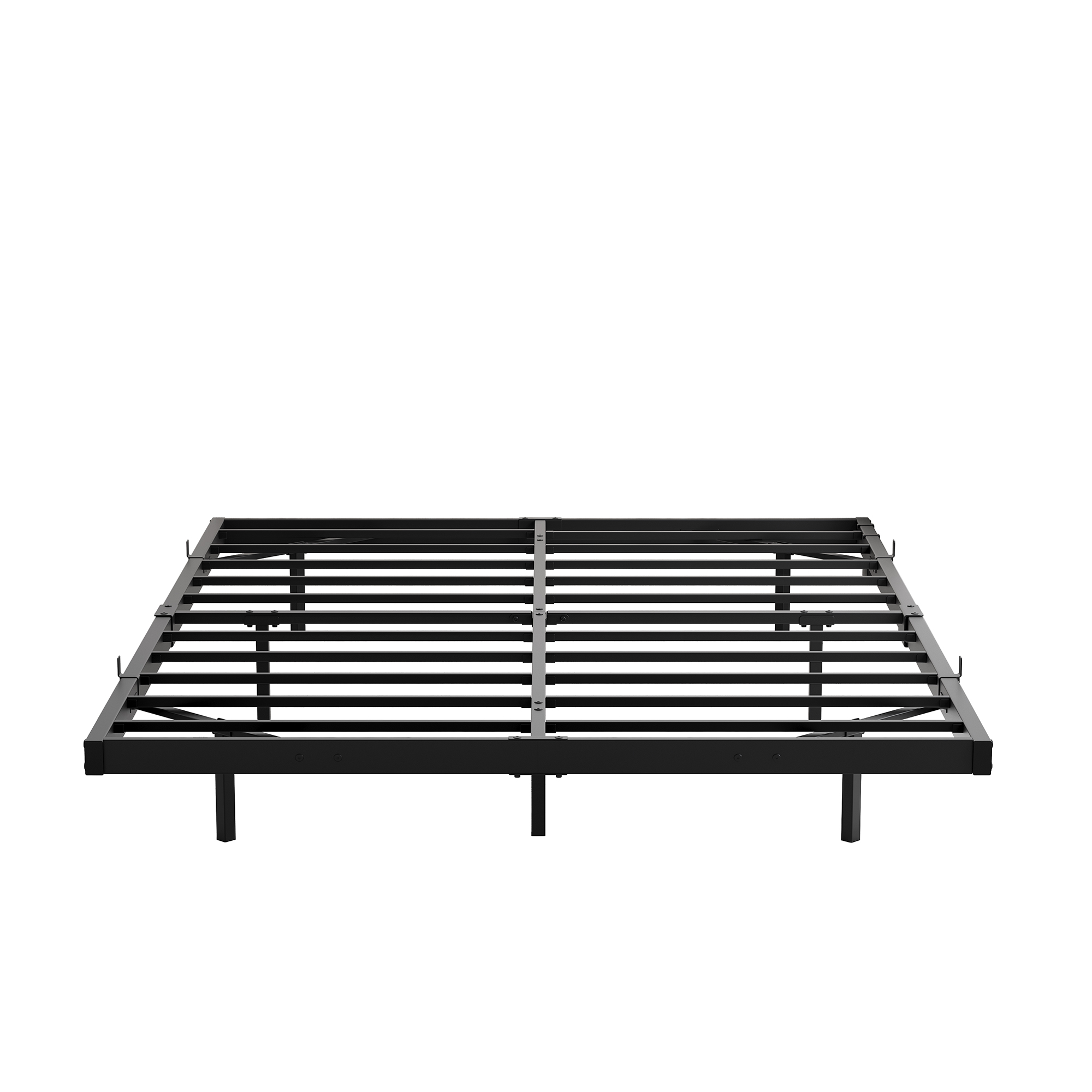seng 140x190 cm sort metal justerbar led-belysning og ladestation