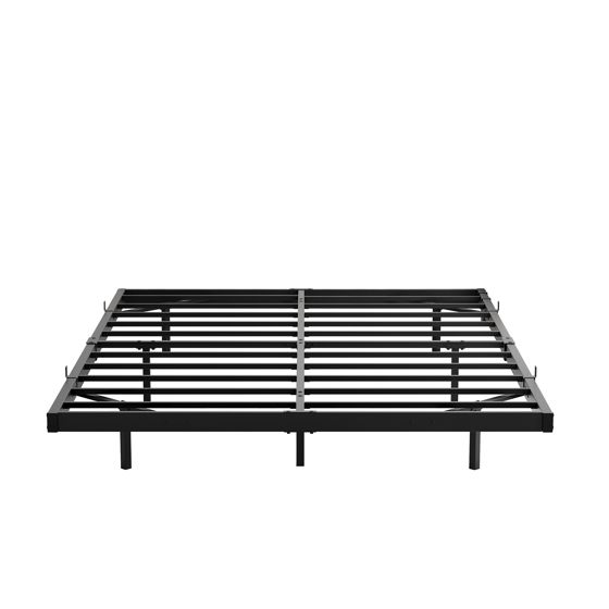seng 140x190 cm sort metal justerbar led-belysning og ladestation