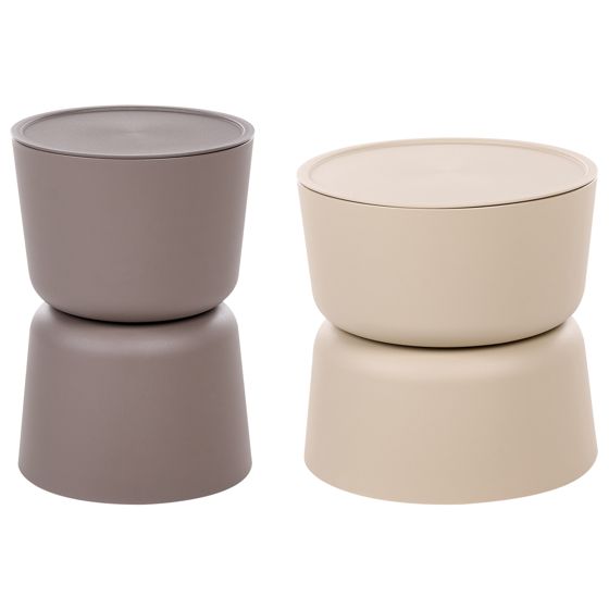Sæt med 2 sideborde ATACAMA 32/40 cm 32/40 cm Brun Beige