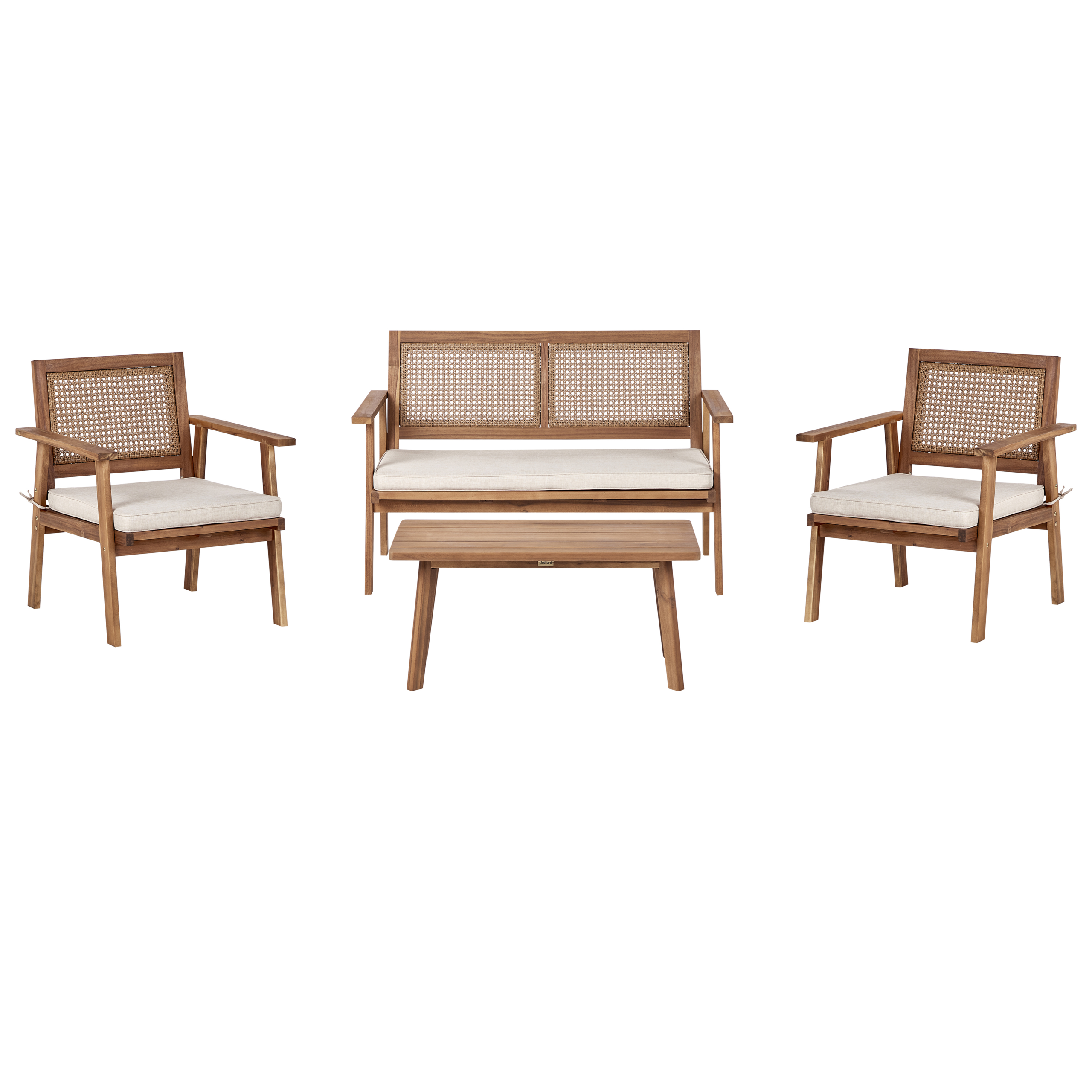 Loungesæt med bord 4 personers ARENELLA Certificeret akacietræ Lys Beige