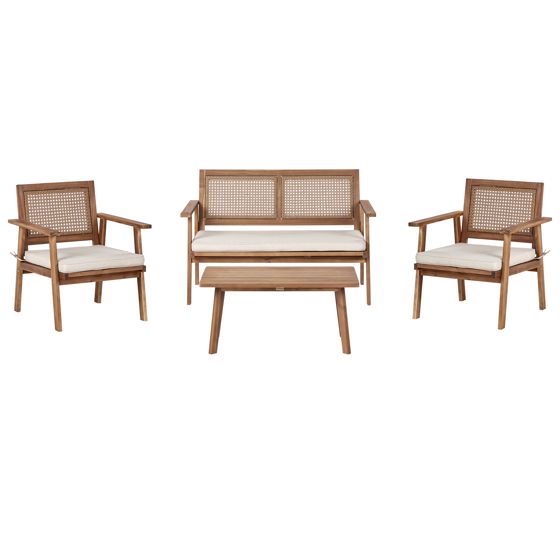 Loungesæt med bord 4 personers ARENELLA Certificeret akacietræ Lys Beige