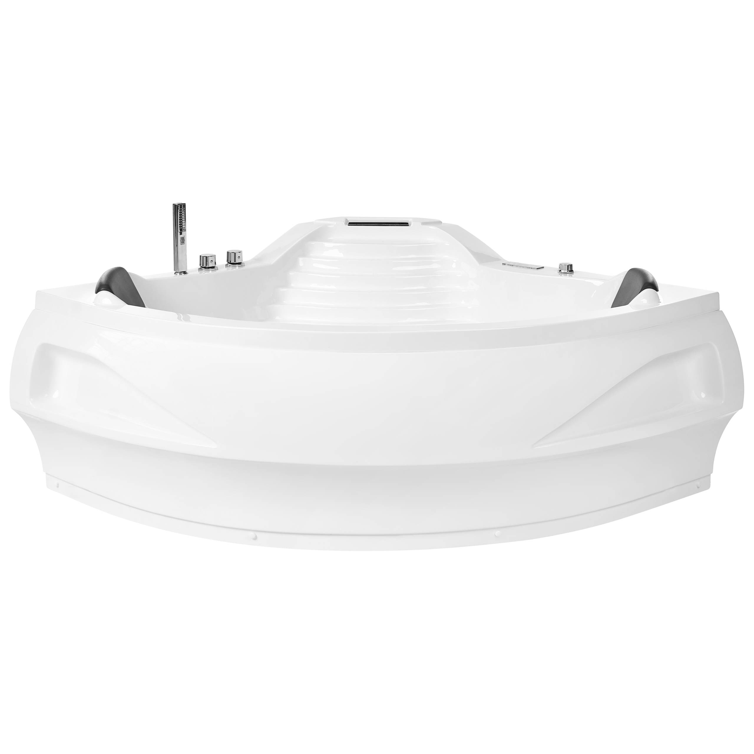Hjørne-boblebad med LED MONACO 210 x 145 cm Med indbygget Bluetooth-højttaler Hvid