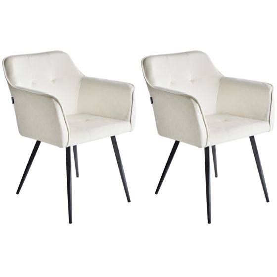 Sæt med 2 spisebordsstole JASMIN Velour Lys Beige