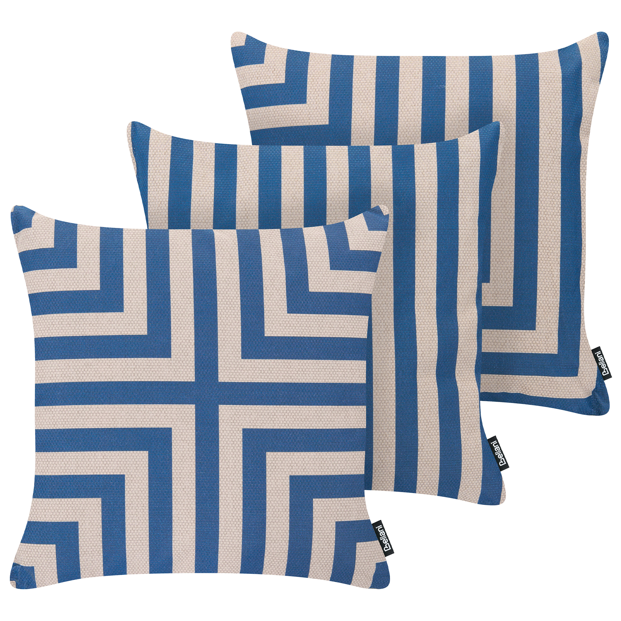 Sæt af 3 havehynder APIOS Geometrisk mønster 45 x 45 cm Beige/ Blå