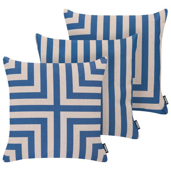 Sæt af 3 havehynder APIOS Geometrisk mønster 45 x 45 cm Beige/ Blå