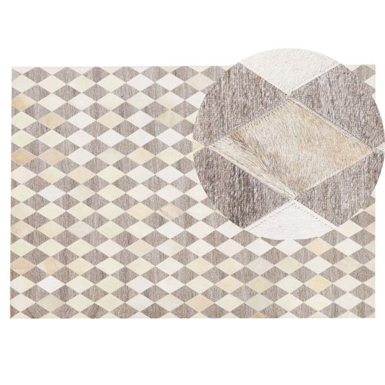 Gulvtæppe SESLICE Beige 140 x 200 cm Ægte læder