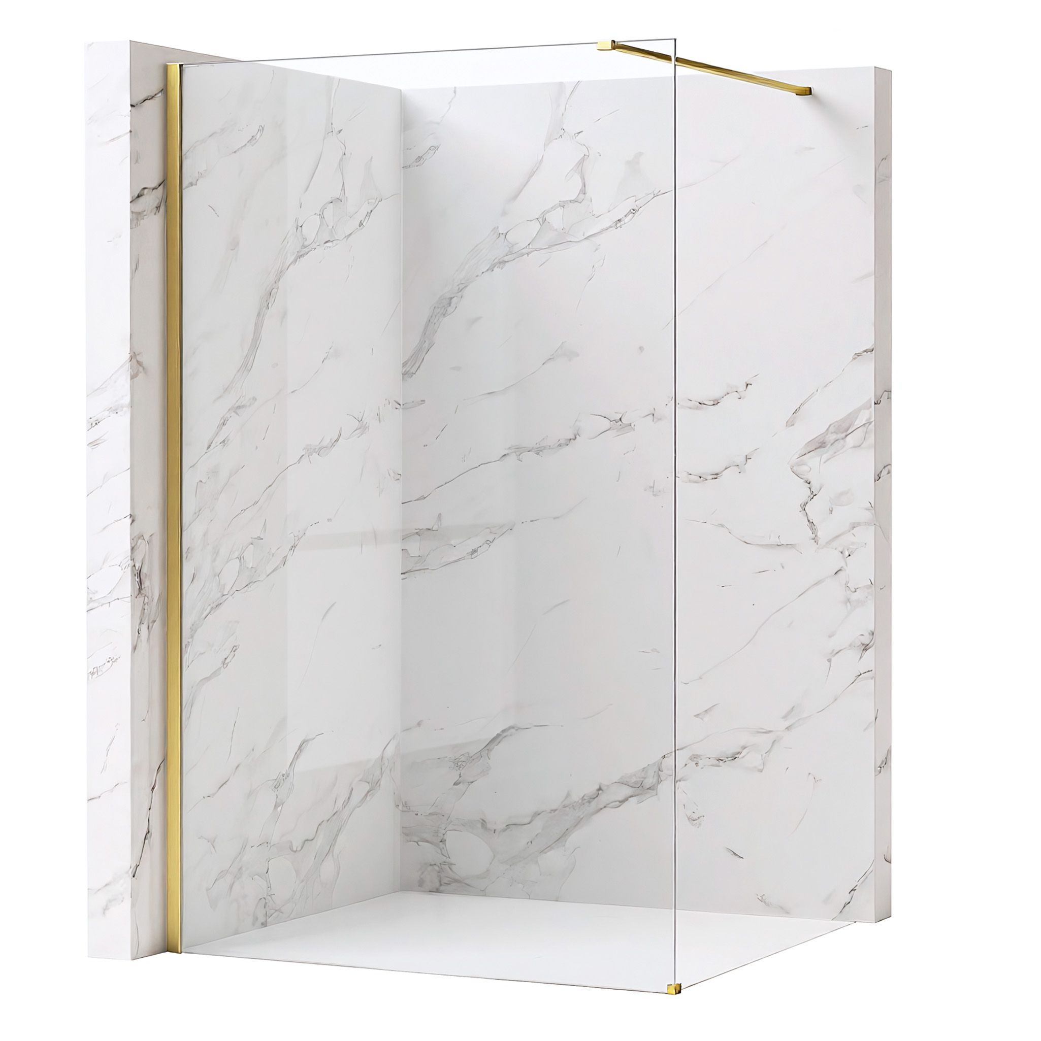 REA brusevæg Flexi Transparent 90 Børstet guld, 120x90x195cm