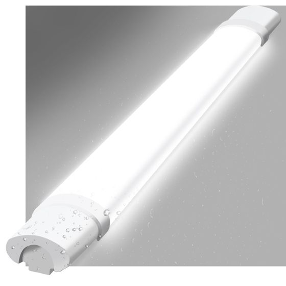 NETTLIFE 2 90CM Fugttæt, LED loftlampe -24W, 3000LM Loftlampe, værkstedslampe, LED-rør, IP65 Vandtæt, 5000K