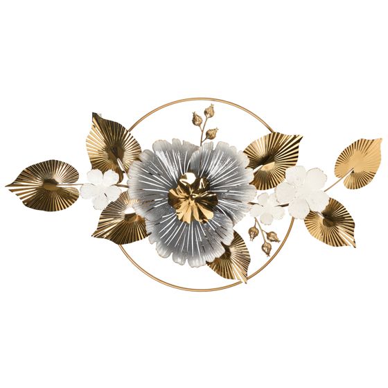 Vægdekoration Blomst TERBIUM 56 cm Metal Guld